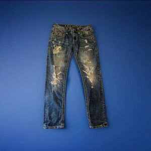 Y2K Vintage Rock Revival Men's Jeans Distressed   Faded, Straight, Size 31x32